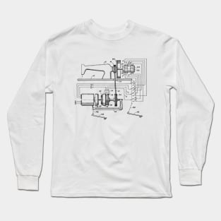Driving Arrangements for Sewing Machine Vintage Patent Hand Drawing Long Sleeve T-Shirt